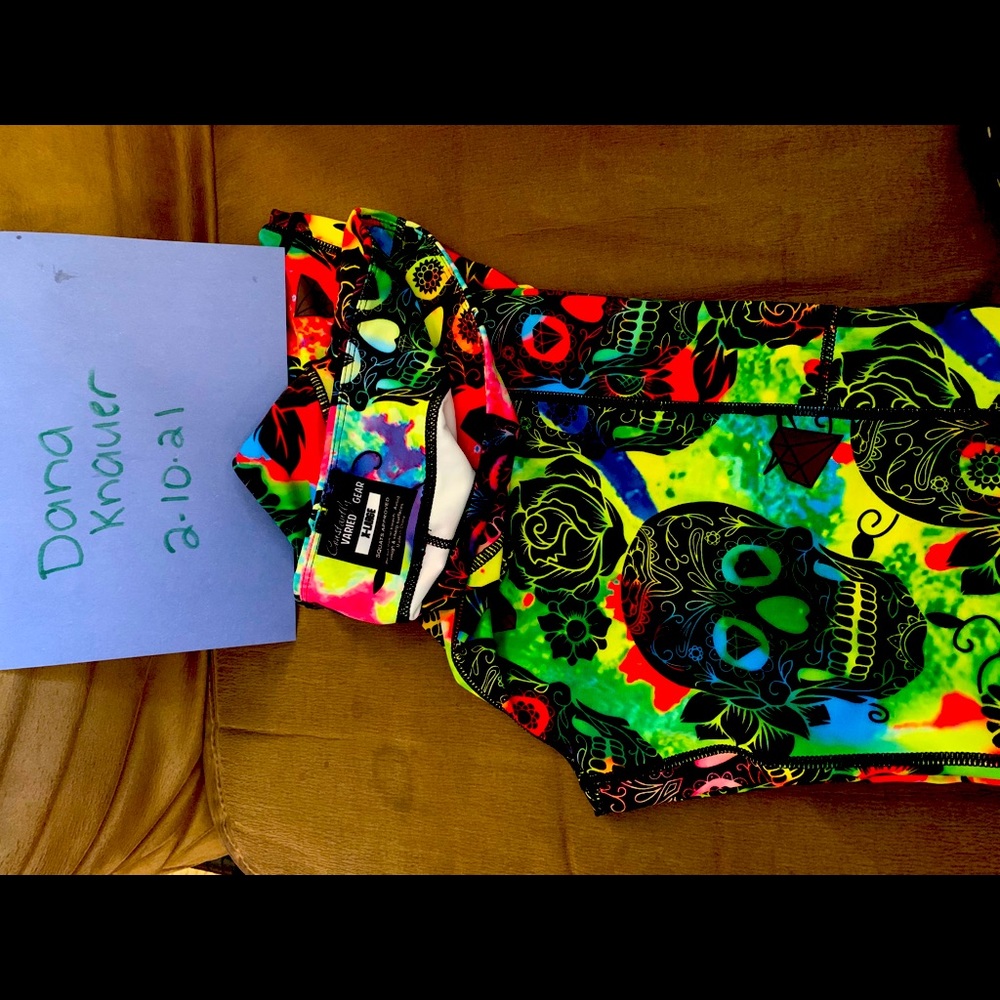 CVG tie dye rainbow skulls full length